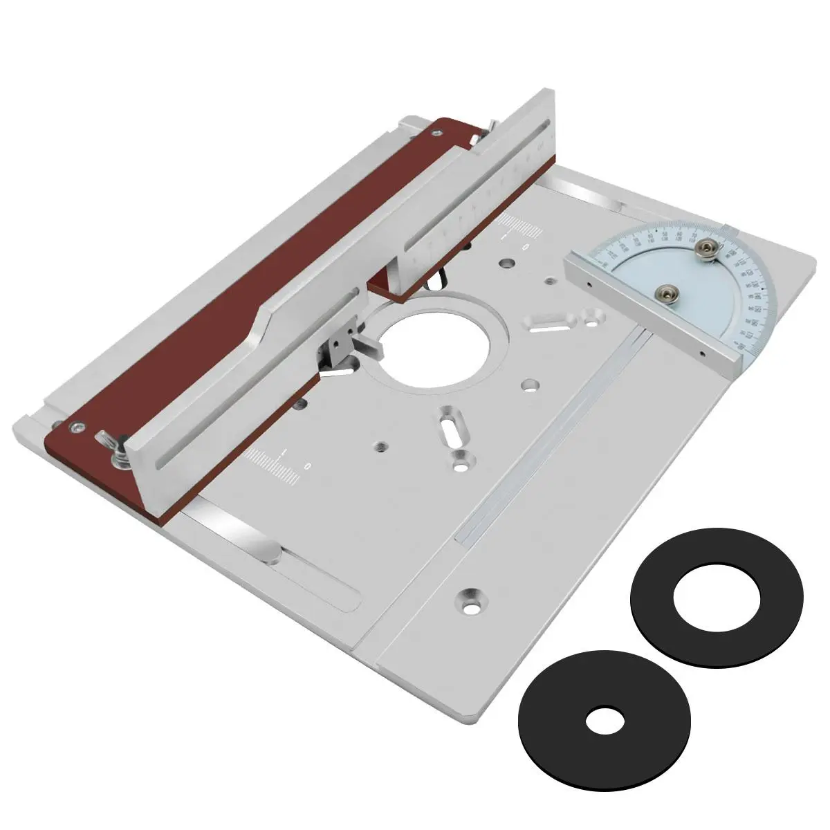 Aluminum Router Table Insert Plate with Sliding Tenoning Fence, Electric Wood Milling Flip Board with Precision Miter Gauge Guide Kit, Woodworking Slotting, Grooving, Chamfering, Trimming DIY Tools