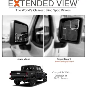2020-Present Jeep Gladiator (JT) Blind Spot Mirrors – 2-Piece Extended View Set (Left  Right)