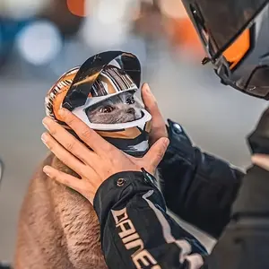 Cat Motorcycle Helmet, Cool Kitty Specialty Pet Motorcycle Helmet, Mini Motorcycle Cap, Safety Helmet for Cats, PVC Material, Pet Accessories