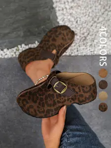 Women's Thick Sole Slip-On Slippers, Caramel Color Textile Material, Casual Style, All-Season Wear, Rubber Sole, Less Than Ankle Height