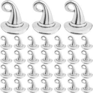 60pcs Antique Silver Witch Hat Pendant Charms Alloy Halloween Hat Wizard Cap Dangle Pendants Jewelry Making Findings for DIY Bracelet Necklace Earrings Crafts Decoration
