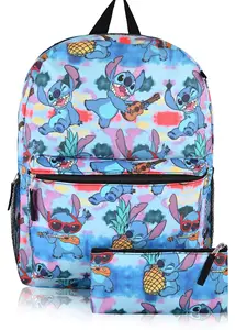 Fast Forward Stitch School Backpack With Pencil Case | 16"
