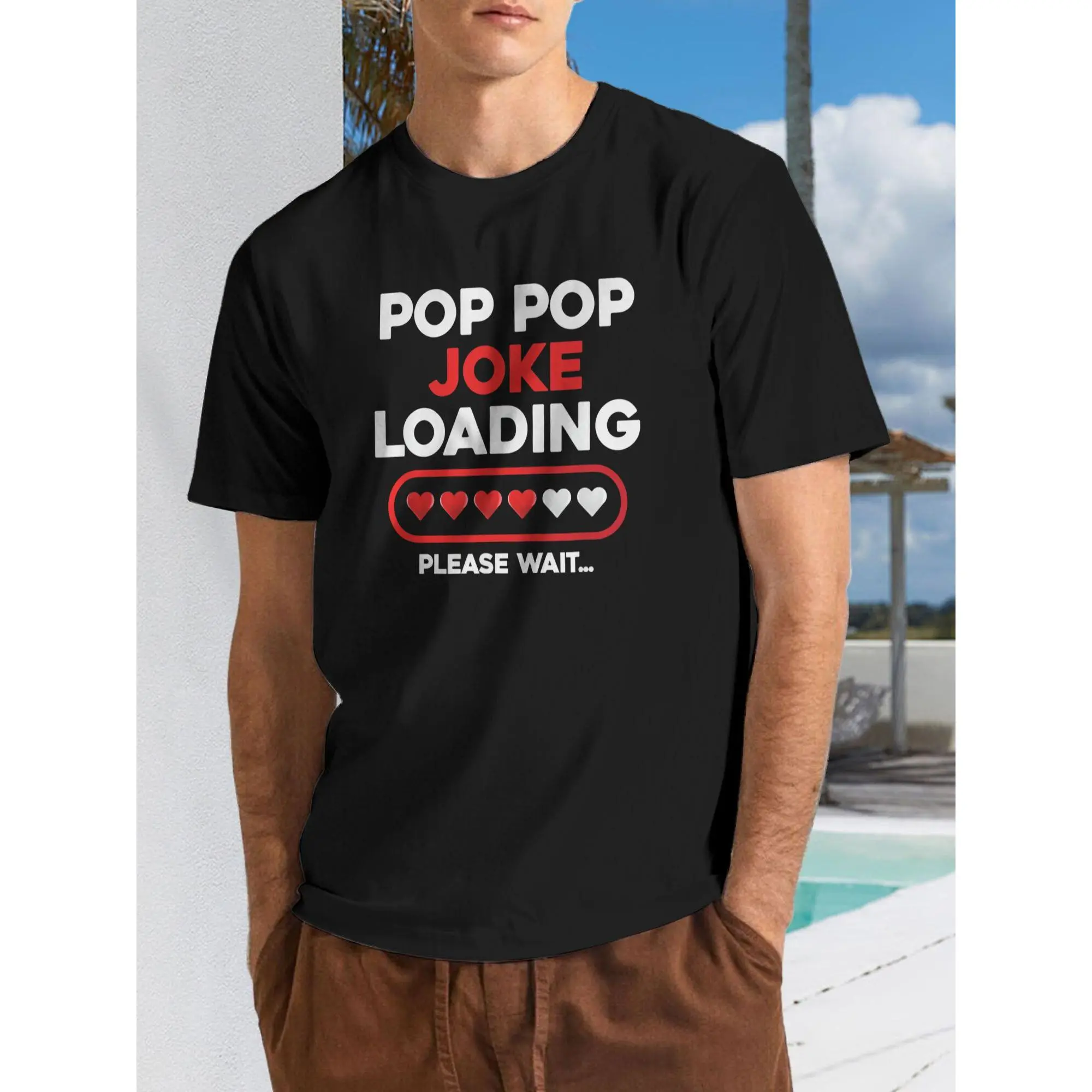 Men'S Funny Pop Pop Joke Loading Please Wait Vintage Father'S Day T-Shirt - Graphic Shirts for Men, Male Tshirt, Graphic T Shirts, Vintage Graphic Tee Men