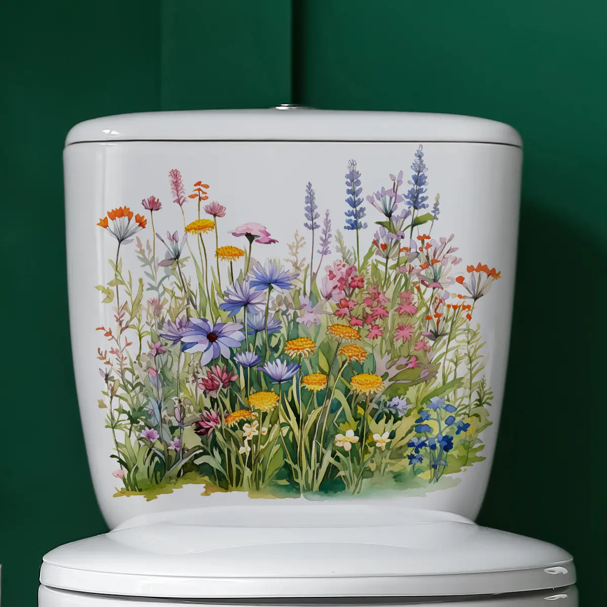 A piece of (30*30cm) spring flower cluster toilet sticker, bathroom decoration sticker, self-adhesive, Bathroom Accessory, Bathroom Decor Supplies M10243