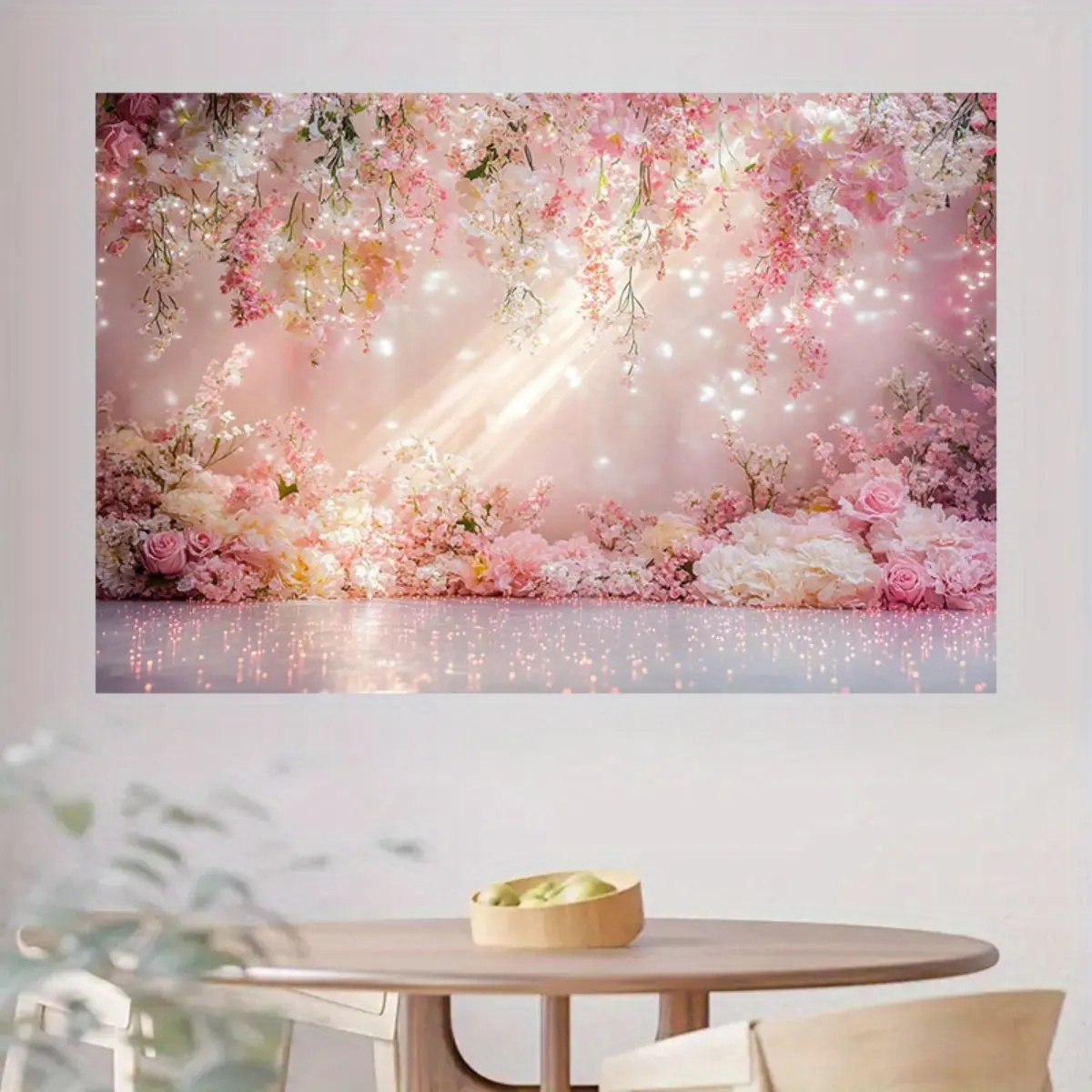 Photography Backdrop/Romantic Cherry Blossoms/No Power/Floral Background/Pink And White Flowers/Durable Polyester Fabric/Perfect for Weddings/Valentine's Day