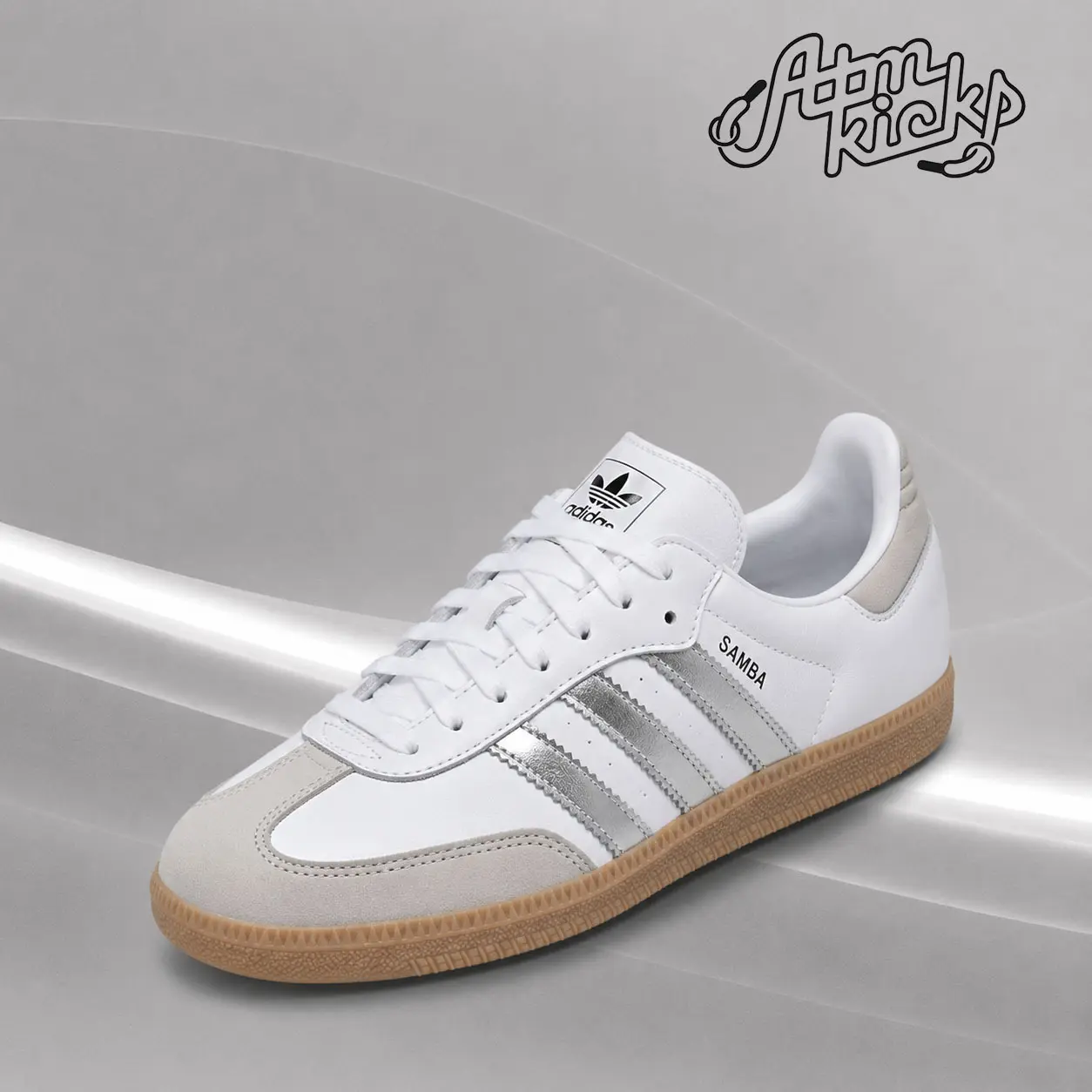 adidas Samba OG White Silver Metallic Grey (Women's) JI2725 Authentic Shoes Footwear Sneaker Trainer Comfortable Walking Fashion Trending Gift