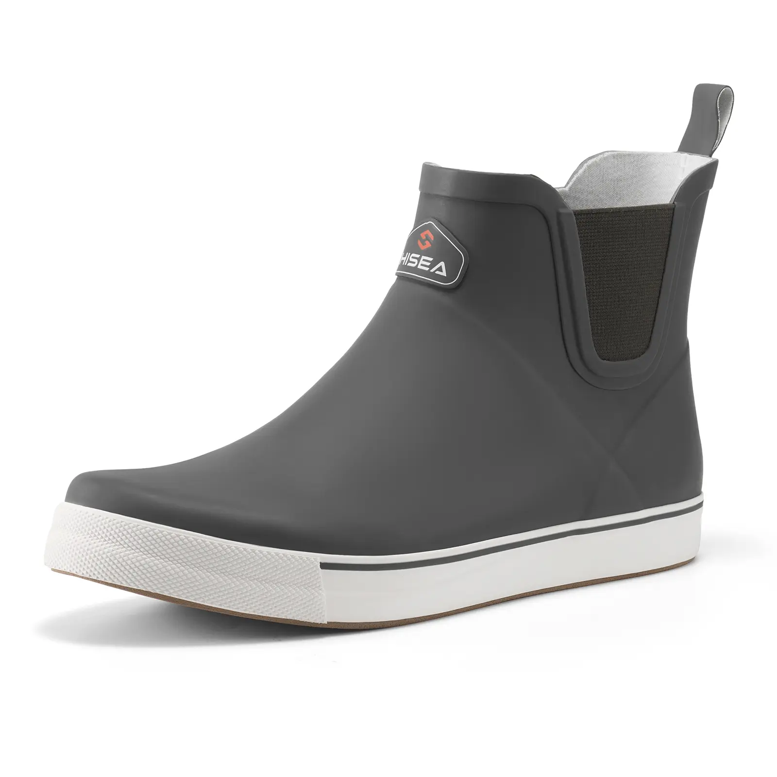 HISEA Men's Ankle Deck Rain Boots, Waterproof Rubber Boots for Saltwater Fishing, Sailing