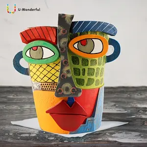(BIG)Picasso-Inspired Resin Vase - Modern Abstract Art Decoration with Drainage Holes - 3D Abstract Plant Pot for Indoor & Outdoor Use - Lightweight & Non-Fragile - Perfect for Offices & Cafés