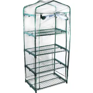 Genesis GEN-4PVC 4 Tier Portable Rolling Greenhouse with Clear Cover