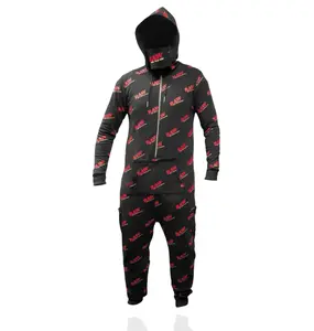 Spacesuit Black with Red Logo - Hooded Zip-Up Jumpsuit for Ultimate Comfort and Style