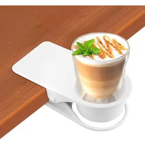 Drinking Cup Holder Clip for Chair & Table White DIY Glass Clamp Storage Saucer Clip Water Coffee Mug Holder for Home Office Organize Mugs Bottles