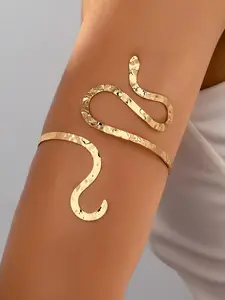 Creative Fashion Punk Metal Snake Shape Cuff Bracelet, Exaggerated Design for Women, Perfect for Daily and Vacation Wear, Fashion Modern Accessories