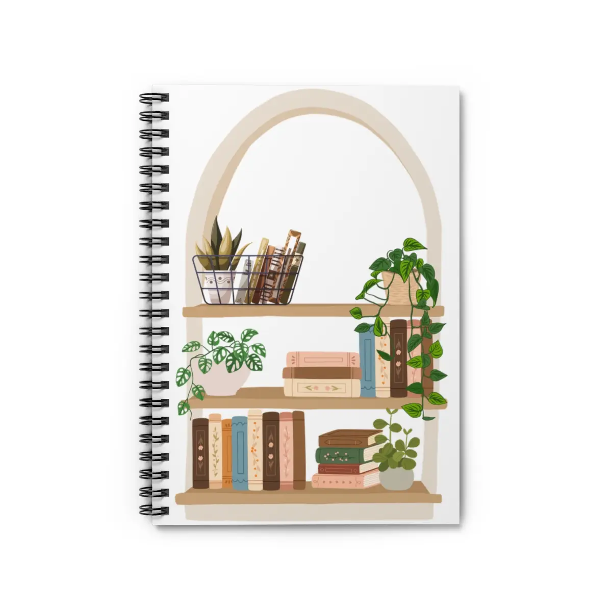 Cozy Bookshelf Spiral Notebook - Perfect for Book Lovers, Gardening Enthusiasts, Journaling, Study Gift, Plant Lover's Accessory, reading log