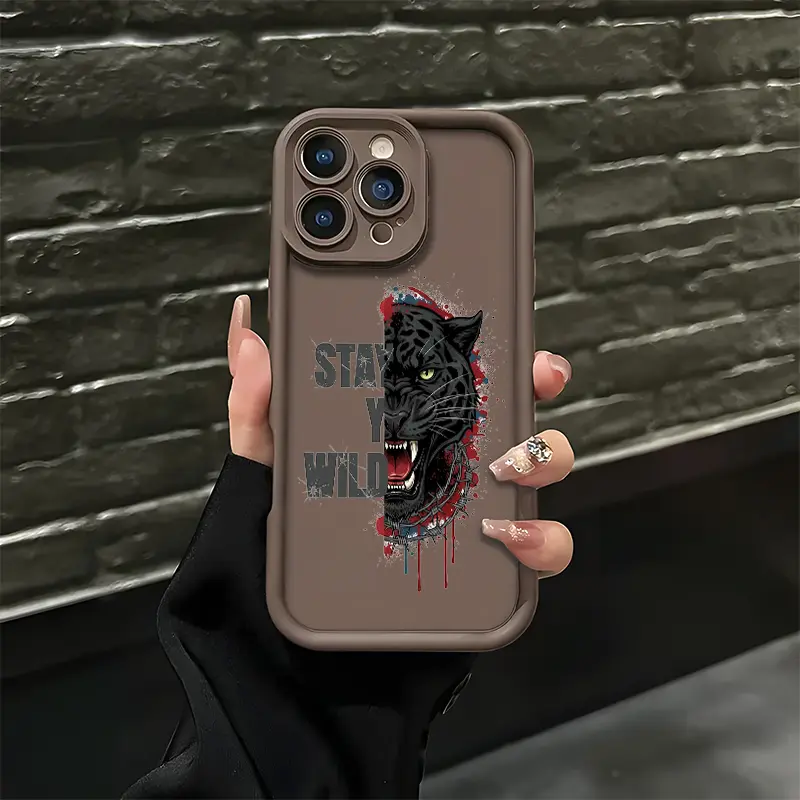 Black Panther Roaring Phone Case， Grunge Wild Animal Style for iPhone 17 16 15 14 13 12 11 Plus Pro Max. c2