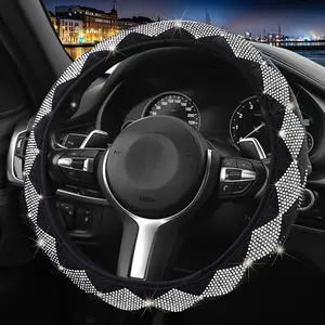 car bracket Luxury Crystal Colorful Rhinestone Car Steering Wheel Covers - Diamante Rhinestone, Plush Accessories, Steering Wheel Protection, Stylish Car Accessories, Car Decoratio