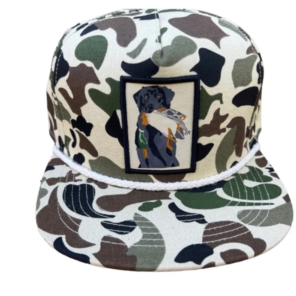 Old School Black Lab Patch Hat Full Panel Back Old School Black Lab Patch Hat Full Panel Back