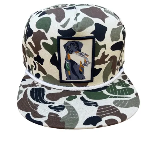 Old School Black Lab Patch Hat Full Panel Back