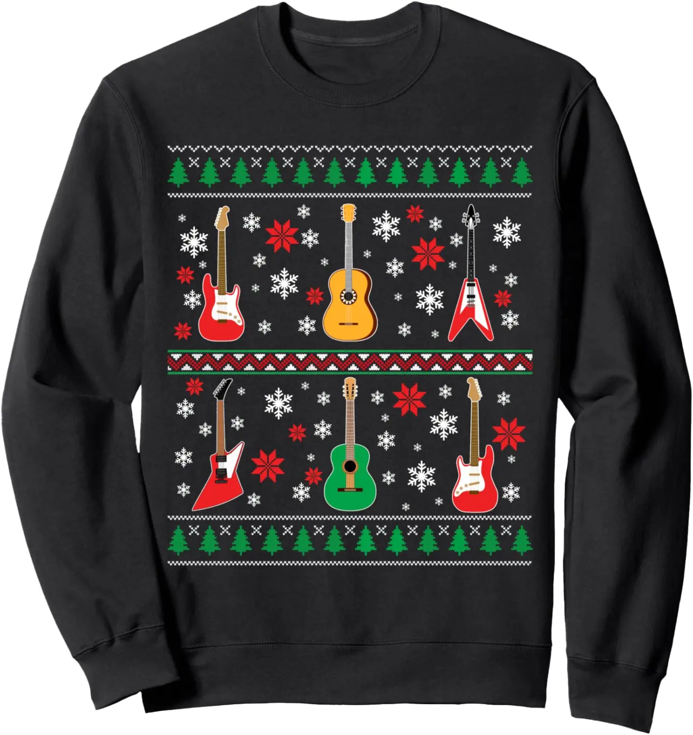 Guitar Ugly Christmas Sweater Guitar Lovers Guitarists Gifts Sweatshirt