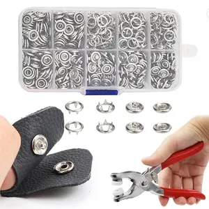 Metal Snap Kit – 800 pcs fastener pliers tool with 200 sets of 3/8 inch snaps, stainless steel installation tools for DIY crafting and clothing (9.5 mm / silver), summervibes