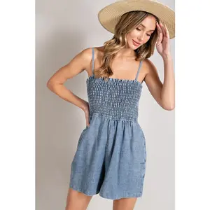 Mineral Washed Chambray Romper