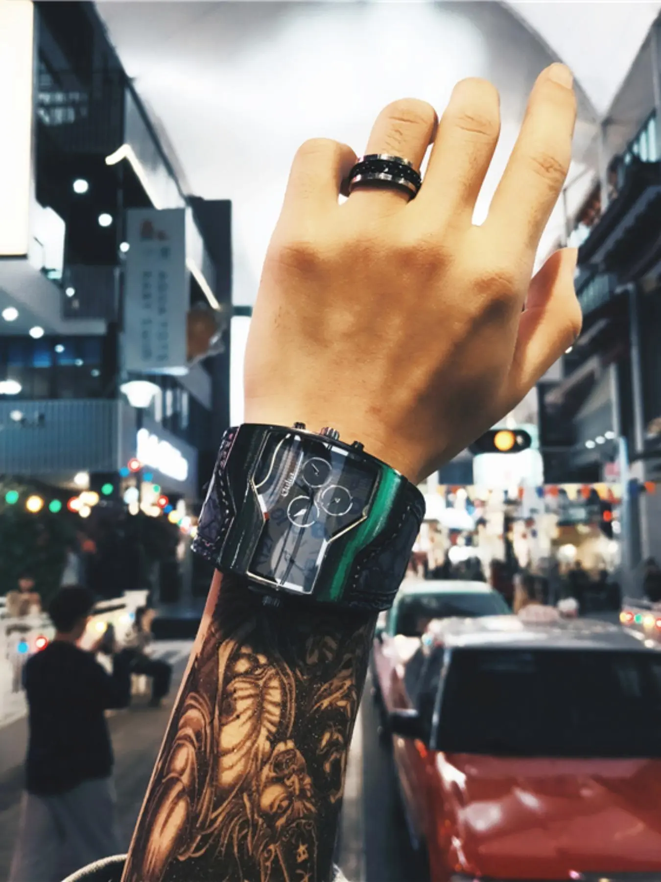 Men's Punk Style Analog Quartz Watch, Fashionable Wristwatch, Fashionable Stylish Watch, Fashionable Large Dial Watch for Party, Daily Decor, Trendy All-match & Exquisite Watch for Birthday Gift with Box, Analog Wristwatches