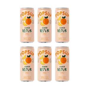 PAOPAOLIANMENG Orange Flavored Prebiotic Sparkling Water, 330ml x 6 Cans - Low Calorie, Real Citrus Juice, Refreshing & Guilt-Free