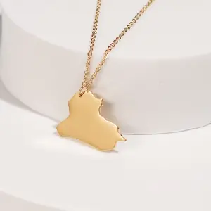 Iraq Map Pendant Necklace | Gold