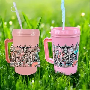 MAMA- AUNT 34oz Trucker Mug - Fun Drinkware with Colorful Text and Design Lid Reuse Washable Reusable