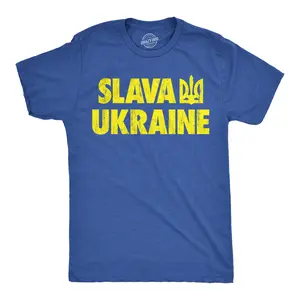 Mens Funny T Shirts Slava Ukraine Support Graphic Novelty Tee for Men Mens Funny T Shirts Cool Vintage Fashion T-Shirt Gift Classic Menswear Funny Motivational Short Sleeve Novelty Tees for Guys Royal -