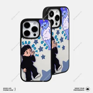 Cute ‘Sad Boyz’ Cartoon Phone Case: Whimsical Blue & Black Design – Ideal for Fans of Playful, Edgy Aesthetics! iPhone17promax 17air 1615