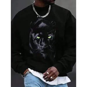 Casual Animal Print Pullover Sweatshirt, Crew Neck Long Sleeve Loose Fit Comfortable Top for Autumn & Winter Everyday Wear