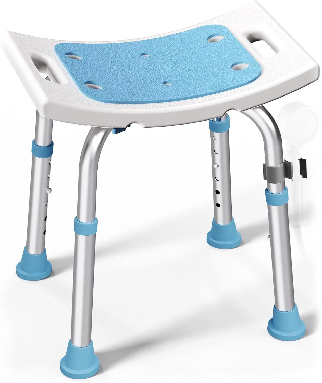 Shower Chair for Inside Shower, Adjustable Height Shower Stool | Shower Seat for Inside Tub Bathroom Bench Bath Chair for Elderly and Disabled, Lightweight Aluminum Frame - Light Blue