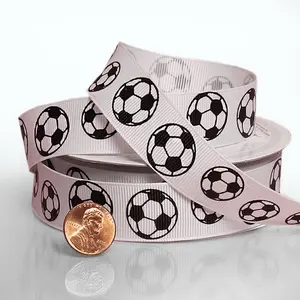 Soccer Balls Grosgrain Ribbon - 7/8in. Width - 10 Yard Spool (4961004)