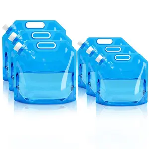 Collapsible Camping Water Container Bag for Emergency Water Storage for Hiking, Portable Foldable Water Bag Reusable for Drinking 1.3 Gallon