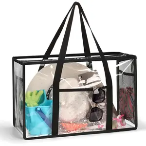 Clear Beach Tote Bag -  PVC Stadium Approved -  Transparent Bag for Pool, Concert