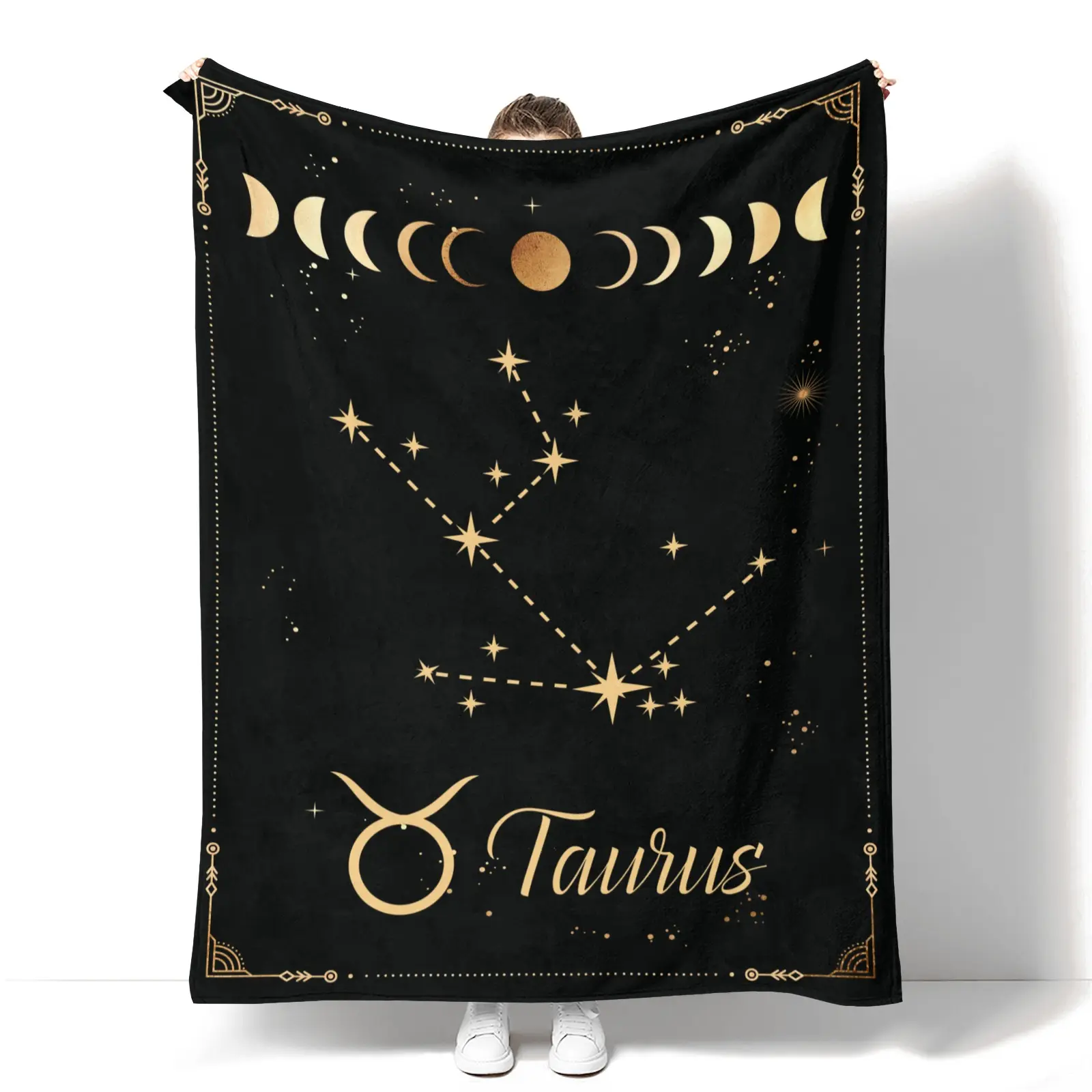 Taurus Constellation Microfiber Blanket - Lightweight Astrology Throw for Astrology Lovers, Taurus Zodiac Sun and Moon Decor, Birthday Gift for Women Men summerwins, Zodiac Throws