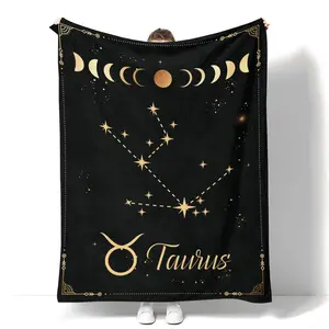 Taurus Constellation Blanket - Lightweight Microfiber Astrology Blanket, Taurus Zodiac Sun and Moon Decor, Birthday & Graduation Gifts for Women & Men