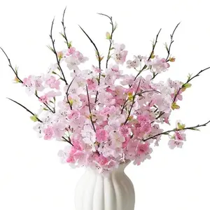 1 Piece/3 Pieces Plum Blossom Artificial Flowers, Cherry Branches, Peach Flower Stems, 17.7 Inch Floral Sticks, Desktop Decor Accessories