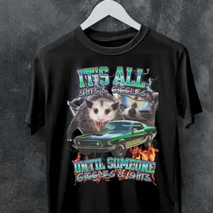 Stylish Its All Shits and Giggles shirt,funny meme shirt,Funny Adult Humor tee, Friend Meme Gift T-Shirt,funny Party shirt,raccoon shirt. 779