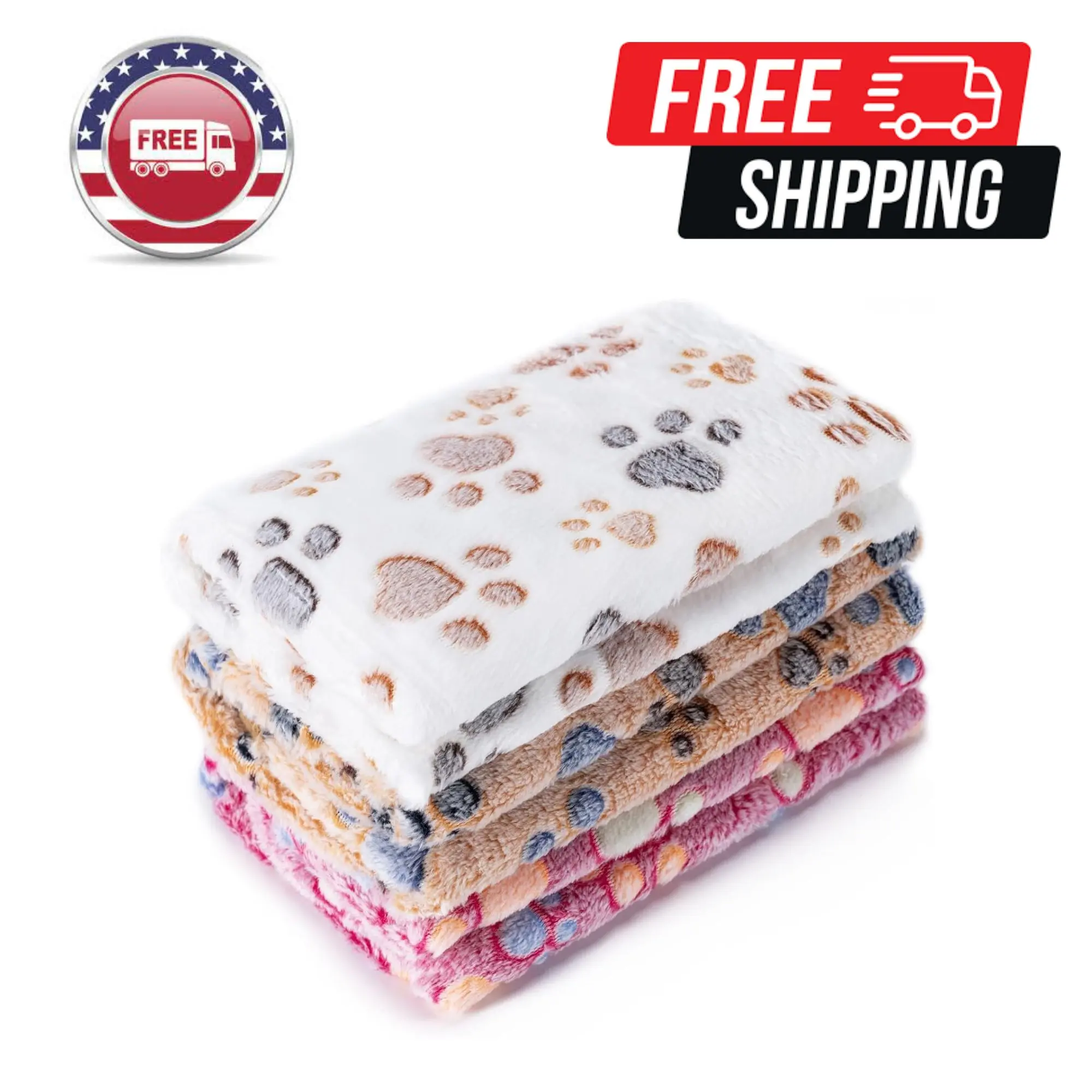 1 Pack 3 Blankets Super Soft Fluffy Premium Fleece Pet Flannel Paw Printed (Small 23x16'')