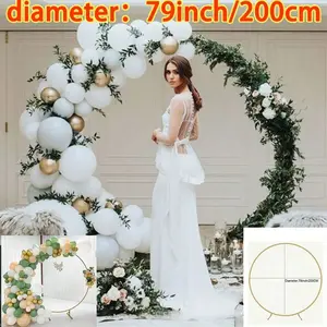 1pc Oversized 200cm/79inch Wedding Ceremony Queue Background Metal Ring Balloon Arch Stand for Party Festival Outdoor Arrangement Circular Arch Decor