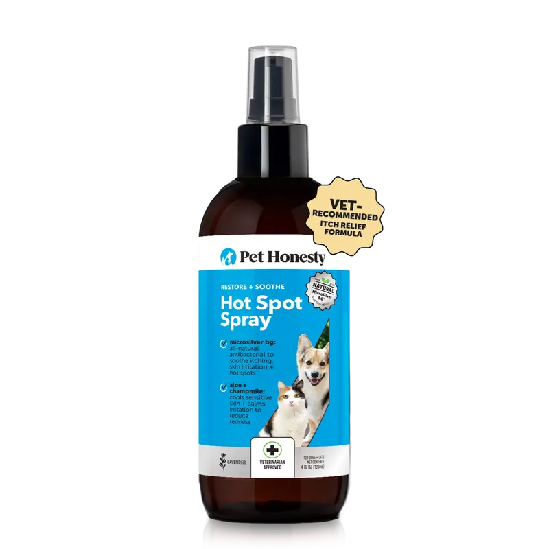 Restore + Soothe Hot Spot Spray for Dogs & Cats – Gentle Dog Skin Spray with Aloe Vera & MicroSilver BG – Soothes Itching, Hot Spots & Irritation – Dog Itch & Hot Spot Remedy for Sensitive Skin – 4oz