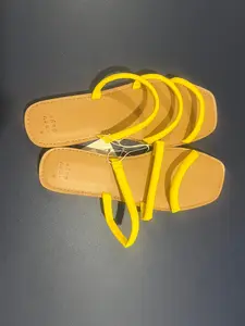 Women's A New Day Wren Triple-Strap Slide Sandals - Yellow Footwear, Size 7-11 Shoes
