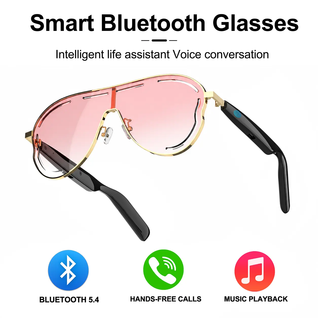 2026 Wireless Smart Glasses, Bluetooth Audio Glasses with Open-Ear Audio, Built-in Speaker, Hands-Free Calling, Music Playback, Touch Control, Voice Assistant, Lightweight Comfortable Glasses for Driving, Travel, Cycling, Outdoor & Everyday Use