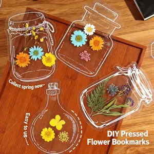 20 embossed plant bookmarks, DIY materials, transparent small bottles, plastic sealing film, student-made embossed plant specimens, 20 patterned transparent dried flower bookmarks,s,  personalized stickers, natural dried flower bookmarks,