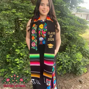 Virgen  Sarape Stole - Class of 2026 Graduation Stole, Customizable Options Available, Includes Two Black Squares for Personalization