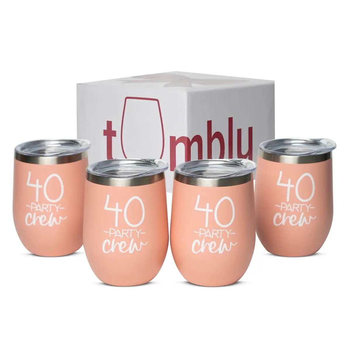 40th Birthday Party Tumbler Set for Her - 4-Pack 12oz Insulated Drinkware - Celebrate Turning Forty with Stylish Birthday Crew Cups - 40 & Fabulous Birthday Crew Tumbler Collection - Deluxe 22oz Stainless Steel Mug- Unique 40th Party Favors for Women