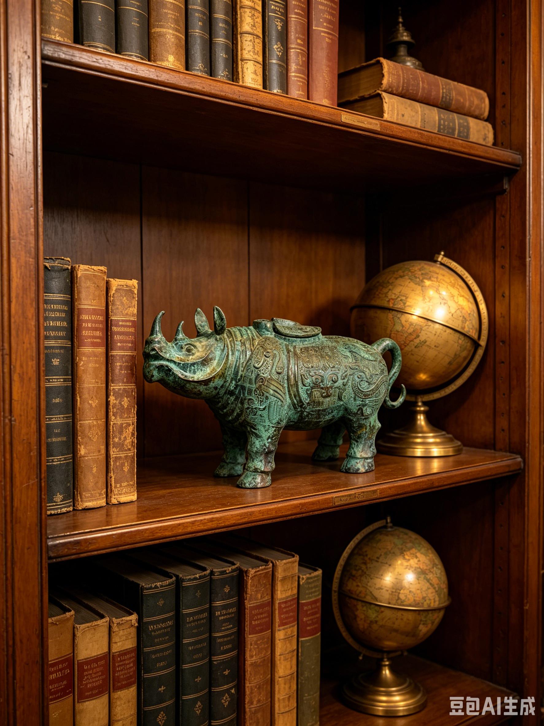 Handmade Ancient Lost Wax Bronze Rhino Statue Unique Home Decor Ornament Traditional Chinese Craft Bronze Rhino Zun Desktop Luxury Decor Gift