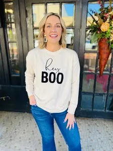 Hey Boo Embroidered Sweatshirt