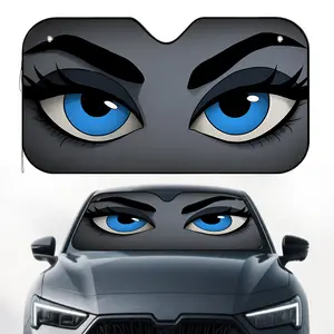 1pc, Vivid Azure Gaze Pattern Car Windshield Sunshade, Foldable Sun Visor for Front Windshield, Windscreen Shade Cover, Ensures a Cool Vehicle Interior for City Travel and Outdoor Activities